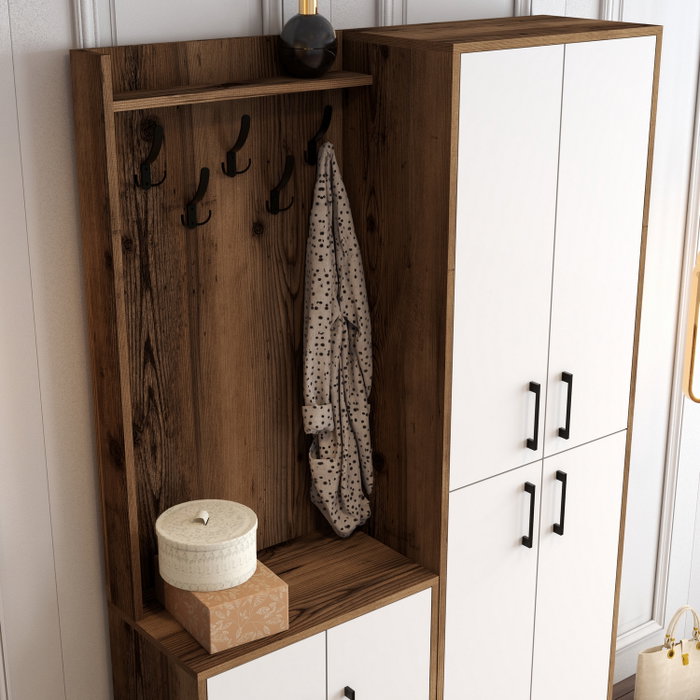 Hanah Home Recibidor Berlin BA - Nogal y Blanco - 120x200x35 cm