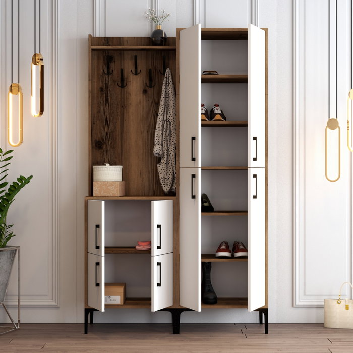 Hanah Home Recibidor Berlin BA - Nogal y Blanco - 120x200x35 cm