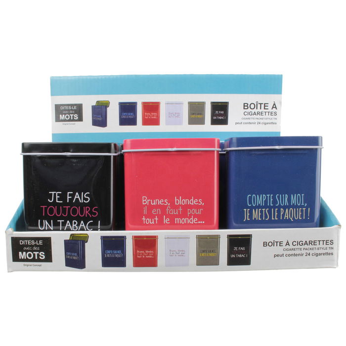 Dites-le avec des Mots Caja para Paquete de Tabaco Metálica 3x7 cm h.9 cm Colores Surtidos