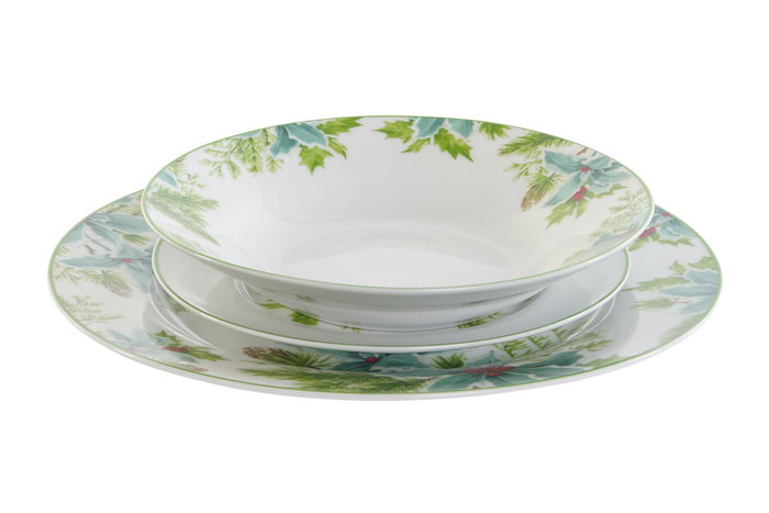DKD Home Decor Set de Vajilla de 18 Piezas de Porcelana con Diseño de Hojas Verde y Blanco DKD Home Decor Set de Vajilla de 18 Piezas de Porcelana con Diseño de Hojas Verde y Blanco