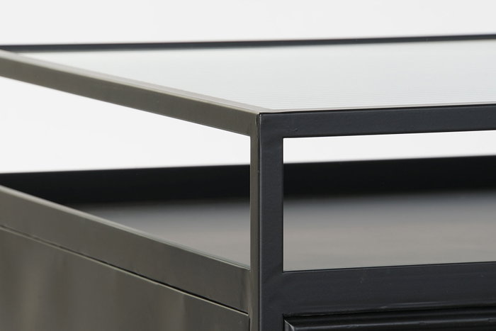 DKD Home Decor Mesa de Centro Metal y Cristal Negra DKD Home Decor Mesa de Centro Metal y Cristal Negra