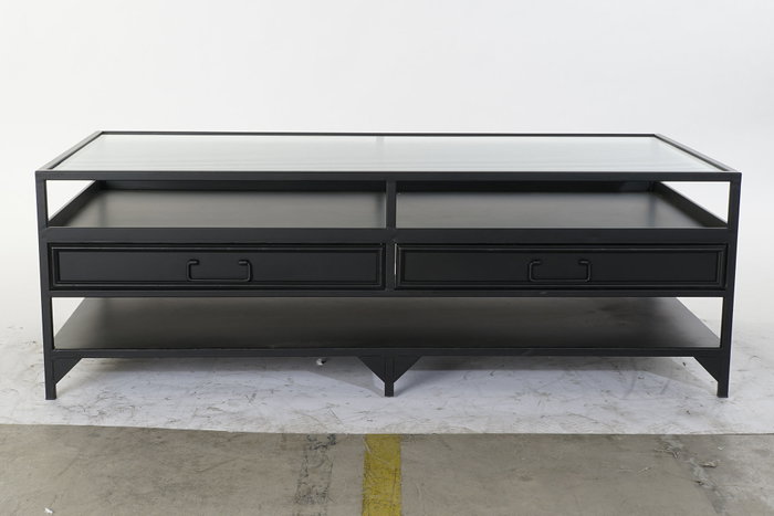 DKD Home Decor Mesa de Centro Metal y Cristal Negra DKD Home Decor Mesa de Centro Metal y Cristal Negra