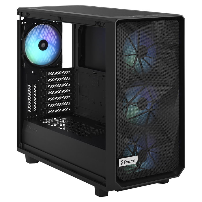 Fractal Design Meshify 2 RGB Torre ATX PC Negro con Ventiladores RGB, Panel de Vidrio Templado, Soporte para E-ATX, Micro-ATX, Mini-ITX, 4 Bahias 3.5", Gestión de Cables