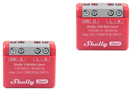 Shelly 1PM Mini Gen4 (2 unidades) Rojo