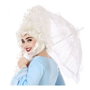 FancyDress Paraguas para Disfraz de Época Blanco Transparente con Volantes 58 cm
