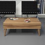 Hanah Home Conjunto Muebles Salón Escandinavo Color Nogal con Mueble TV Estante y Mesa Centro