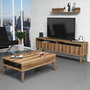 Hanah Home Conjunto Muebles Salón Escandinavo Color Nogal con Mueble TV Estante y Mesa Centro