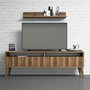 Hanah Home Conjunto Muebles Salón Escandinavo Color Nogal con Mueble TV Estante y Mesa Centro