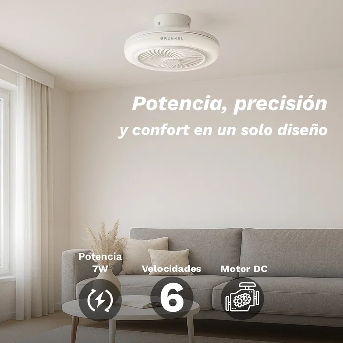 Grunkel SKYWIND-20B Ventilador de techo blanco 50 cm LED 35W 6 velocidades mando a distancia