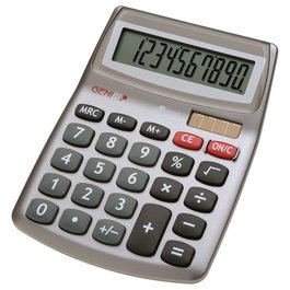 GENIE 540 Tischrechner Silber - Calculadora de Escritorio, 10 Dígitos, Pantalla de 1 Línea, Alimentación Batería/Solar, Color Gris Plata