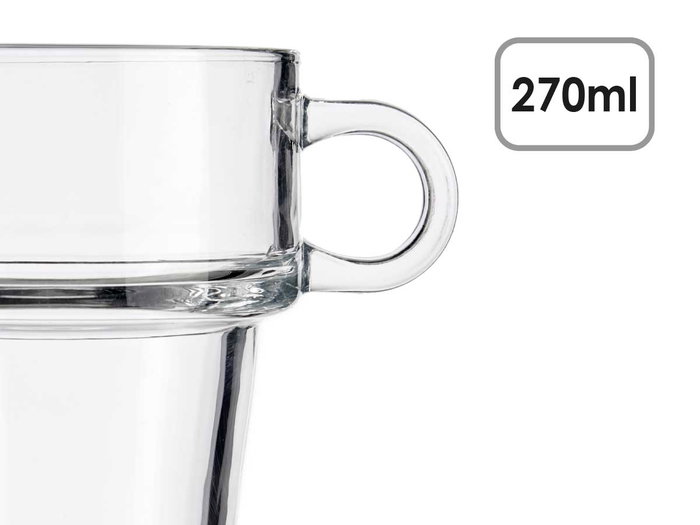 Vivalto Taza de Vidrio Apilable, 270 ml, Transparente, Apta Lavavajillas, Dimensiones 11x9.3x8 cm (Set de 24) Vivalto Taza de Vidrio Apilable, 270 ml, Transparente, Apta Lavavajillas, Dimensiones 11x9.3x8 cm (Set de 24)