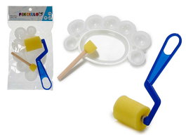 Pincello Set Rodillo Esponja Con Sello Y Paleta 10 cm x 4 cm x 16 cm Plástico y Esponja (Set de 36)