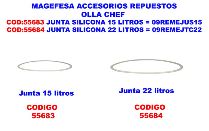 MAGEFESA Junta de Silicona para ACC.OLLA CHEF 22 Litros MAGEFESA Junta de Silicona para ACC.OLLA CHEF 22 Litros
