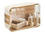 BERILO Set de Dispensador, Vaso y Bandeja con Rayas Blanco