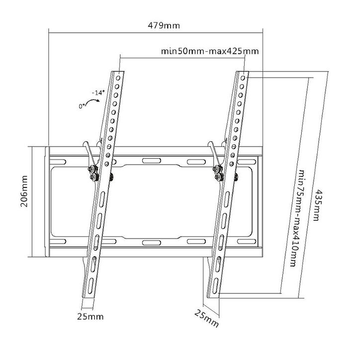Equip Soporte de pared para TV inclinable 32-55 pulgadas Negro