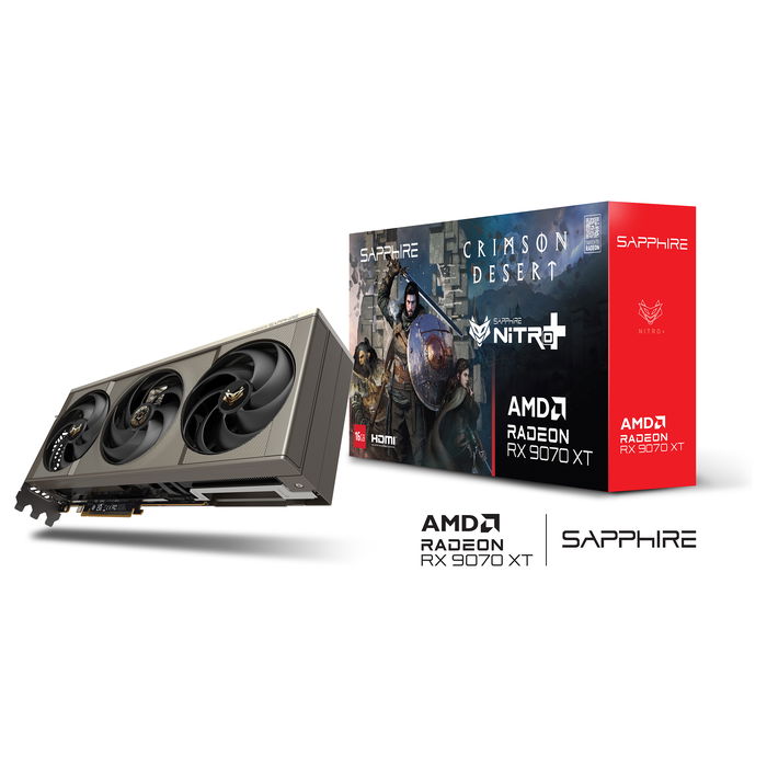 Sapphire Nitro+ AMD Radeon RX 9070 XT Crimson Desert Edition 16GB GDDR6 256-bit PCIe 5.0, 3 Ventiladores Tri-X, OC, RGB, FH/FL (330.8mm)