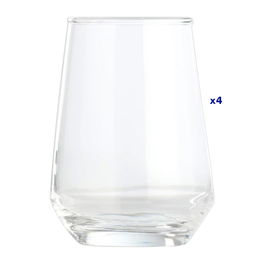 Day Vasos de Vidrio Transparente 390 ml - Juego de 4 Vasos - Apto Lavavajillas