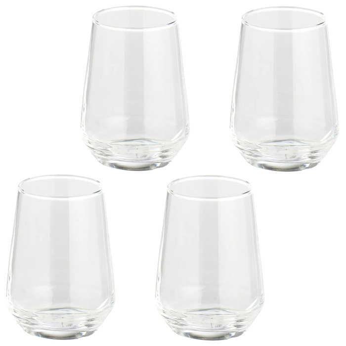 Day Vasos de Vidrio Transparente 390 ml - Juego de 4 Vasos - Apto Lavavajillas