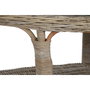 DKD Home Decor Mesa de Comedor de Ratán con Cristal Templado 120x120x82 cm