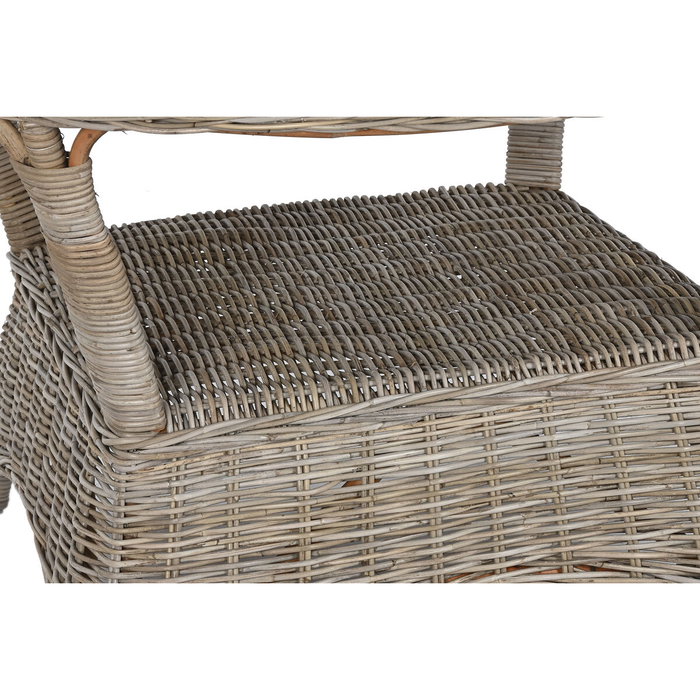 DKD Home Decor Mesa de Comedor de Ratán con Cristal Templado 120x120x82 cm DKD Home Decor Mesa de Comedor de Ratán con Cristal Templado 120x120x82 cm
