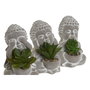 DKD Home Decor Surtido de 3 Plantas de Cemento Buddha 8,5x7x11 cm Gris y Verde