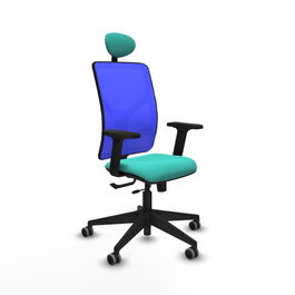 PIQUERAS Y CRESPO Silla de oficina Motilla con mecanismo Sincro/Traslack, Turquesa y Azul