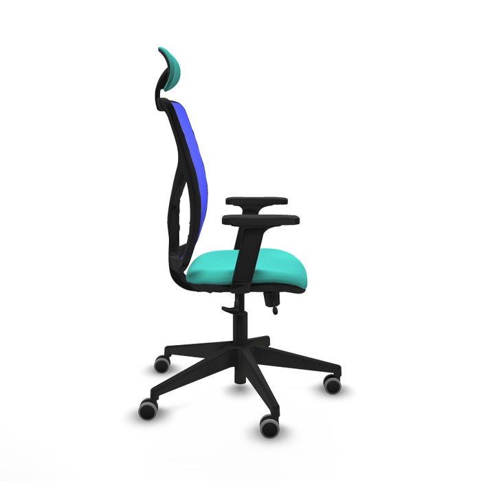 PIQUERAS Y CRESPO Silla de oficina Motilla con mecanismo Sincro/Traslack, Turquesa y Azul