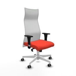 PIQUERAS Y CRESPO Sillón Albacete con mecanismo Sincro, Tela Naranja oscuro y Malla Blanco