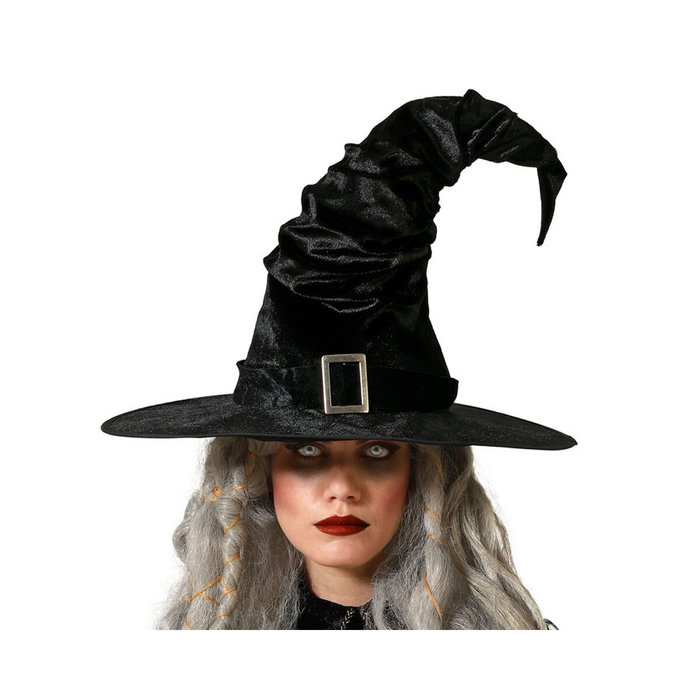 Atosa Sombrero Picudo de Bruja Negro con Hebilla