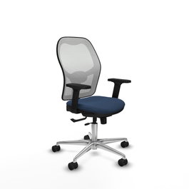 PIQUERAS Y CRESPO Silla de oficina Jorquera con mecanismo Sincro/Traslack Azul marino y Blanco