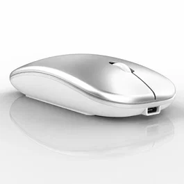 Generico Ratón Inalámbrico Recargable 2 en 1 Bluetooth + USB 2.4G Plata