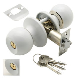 Wolfpack Linea Profesional Pomo de Puerta con Llave Ambos Lados Blanco
