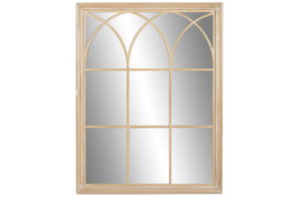 DKD Home Decor Espejo de Paulownia y Cristal Ventana Natural 97x4x127 cm