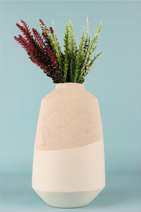 Aberto Design BK001 Maceta Decorativa de Cerámica Pintada a Mano, Beige (17x29 cm)