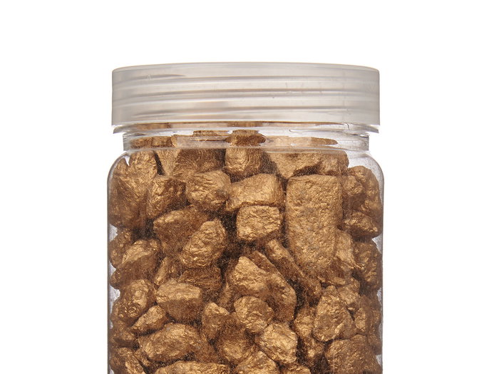 Giftdecor Bote Piedra Metalizada Oro 700g con Piedras de 10-20 mm (Set de 12)