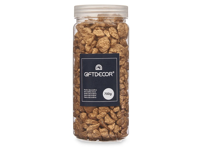 Giftdecor Bote Piedra Metalizada Oro 700g con Piedras de 10-20 mm (Set de 12)
