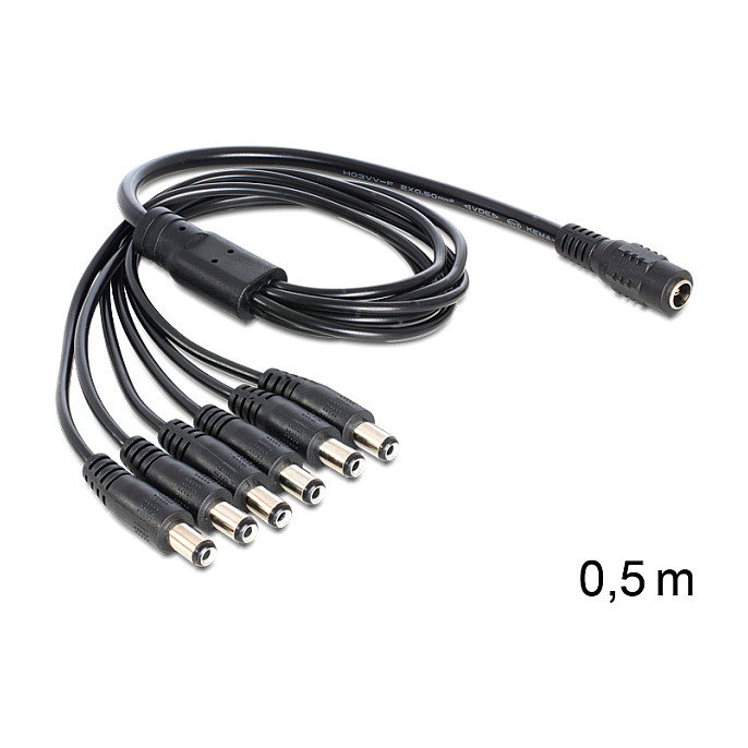 DeLOCK 83289 Cable divisor DC 5,5 x 2,1 mm 1 hembra a 6 machos