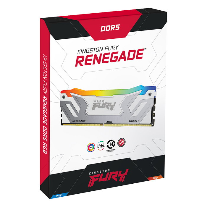 Kingston FURY Renegade RGB 48 GB (2 x 24 GB) DDR5 8400 MT/s CL40 CUDIMM Blanco/Plata Kingston FURY Renegade RGB 48 GB (2 x 24 GB) DDR5 8400 MT/s CL40 CUDIMM Blanco/Plata