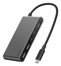 Belkin CONNECT USB-C 5-en-1 con puertos duales USB-C, Gris/Negro, AVC022HQSGY