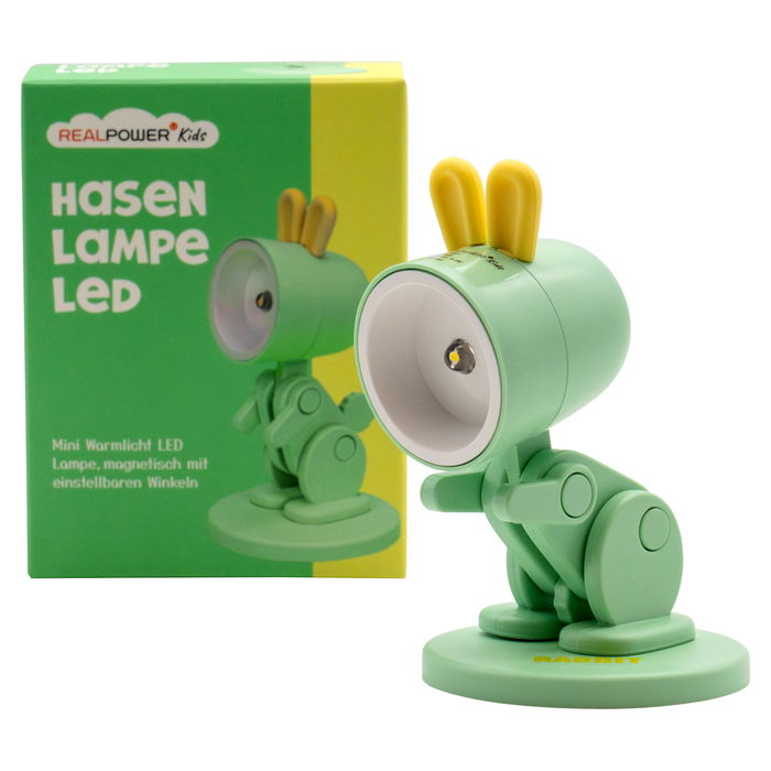 Realpower LED-Tier Taschenlampe Grenn rabbit mit Sockel, RealPower Linterna de Animal Conejo Verde con Soporte, Linterna de Mesa LED Decorativa