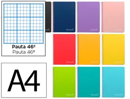 Liderpapel Cuaderno espiral Witty A4 tapa dura 80h 90gr rayado nº46 colores surtidos