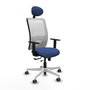 PIQUERAS Y CRESPO Silla de oficina Zulema con mecanismo Sincro/Traslack, Azul marino y Blanco