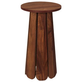 Home Deco Factory Mesa Auxiliar Will de la Colección Cocooning, Diamétro 30cm Altura 55cm, Madera MDF con aspecto Acacia