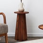 Home Deco Factory Mesa Auxiliar Will de la Colección Cocooning, Diamétro 30cm Altura 55cm, Madera MDF con aspecto Acacia