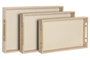 DKD Home Decor Set de 3 Bandejas de Madera Natural y Dorado 48x32x5,5 cm
