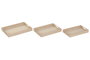 DKD Home Decor Set de 3 Bandejas de Madera Natural y Dorado 48x32x5,5 cm