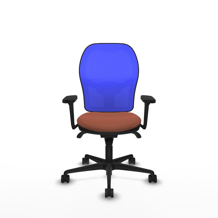 PIQUERAS Y CRESPO Silla de oficina Jorquera con mecanismo Sincro, Tela Marrón y Malla Azul