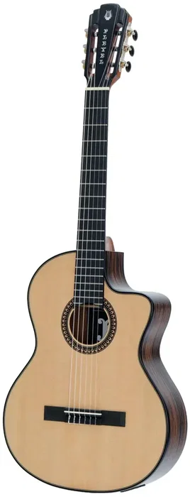 PLEYEL Guitarra Clásica Cutway Electrificada 4/4 P800Ce - Guitarra Clásica con Preamplificador Korg y Tapa de Abeto Macizo