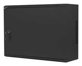 Lanberg WAF1-5203-04-00B Armario Rack Mural 4U de Pared 19" Bajo Perfil Negro con Cerradura y Rieles, Capacidad 60 kg