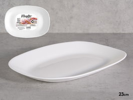 Vivalto Bandeja Opal Ovalada Blanca de Vidrio 23.5 x 16.5 x 1.5 cm (Set de 24)